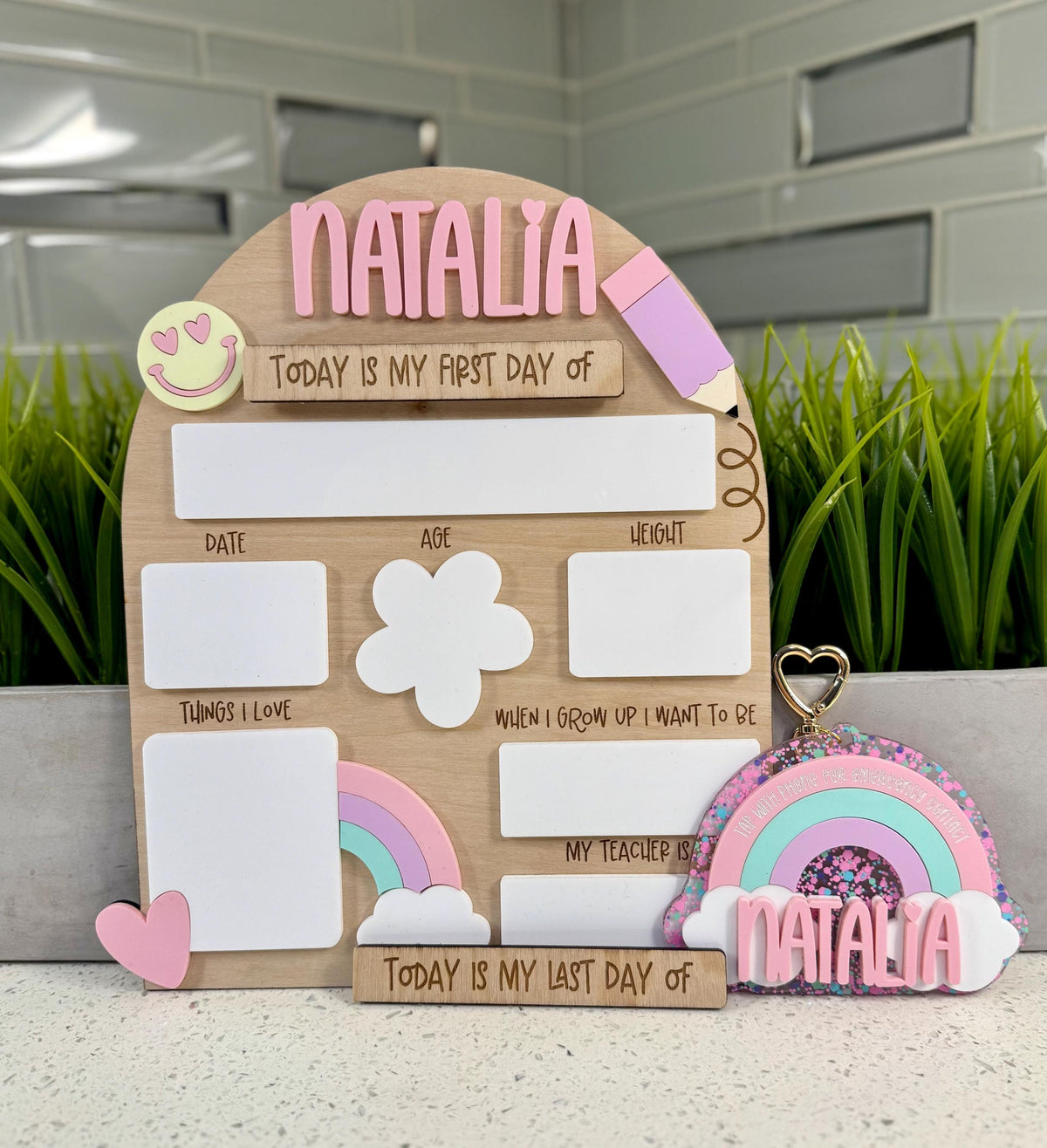 Personalized Back-to-School Board & NFC Tag Keychain Bundle