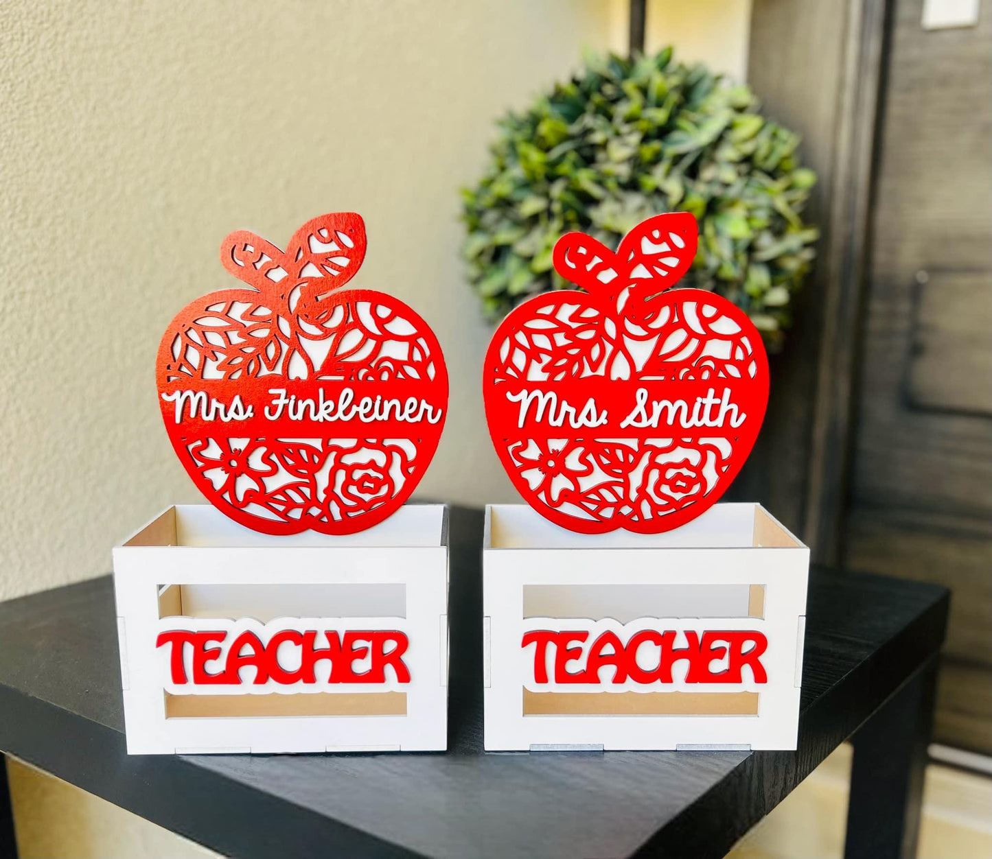 Personalized Teacher Crate | Custom Name Apple Gift Box | Back to School