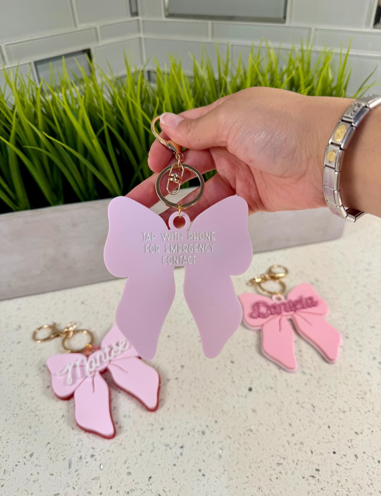 Personalized NFC Bow Tag | Custom Name Backpack/Lunchbox Tag | School Safety | Emergency Contact