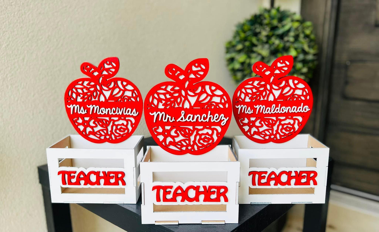 Personalized Teacher Crate | Custom Name Apple Gift Box | Back to School