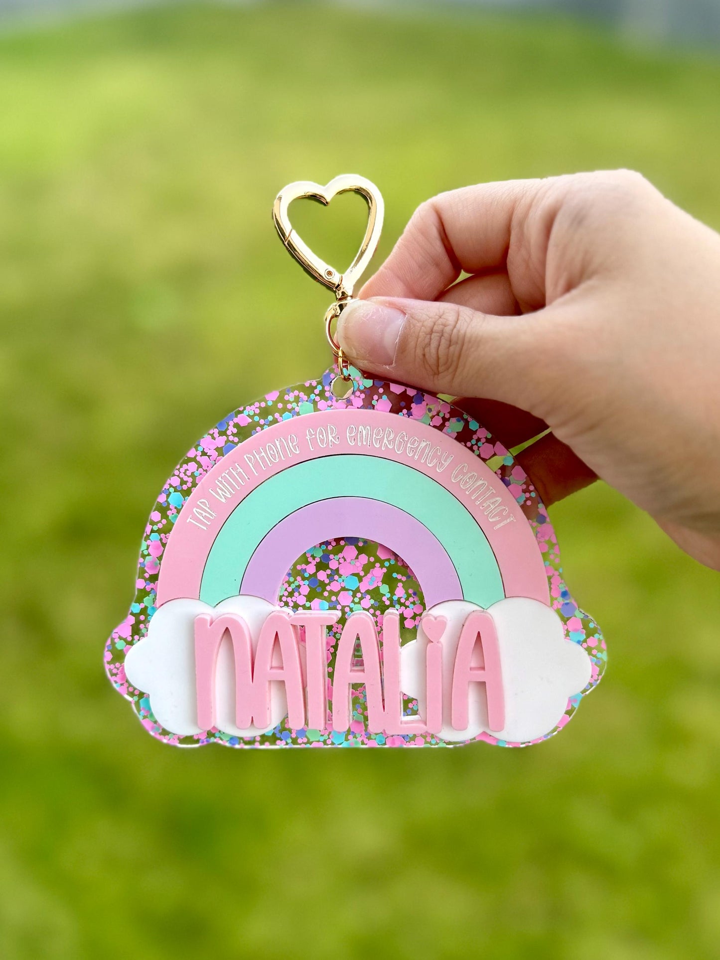 Rainbow NFC Key Chain | Kid safety tag | Emergency Contact | Back to School