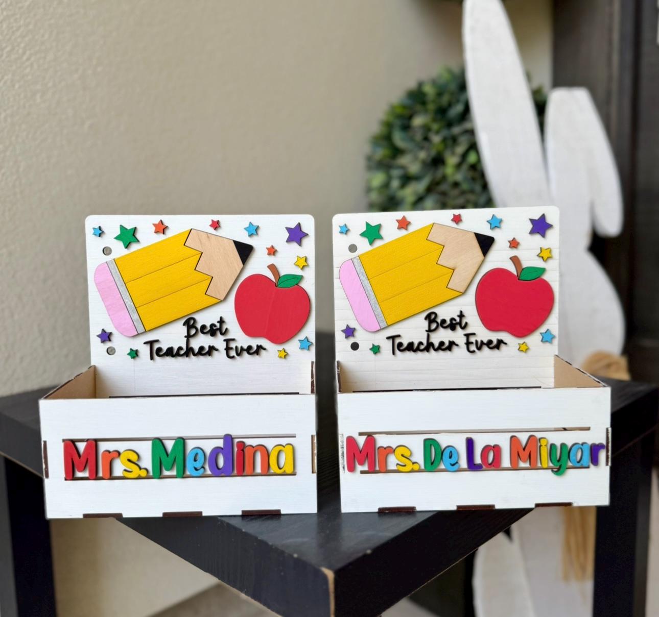 Personalized Teacher Crate | Custom Name Apple Gift Box | Teachers world Day