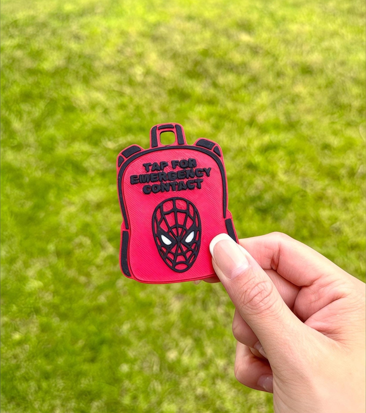 Spider-Man NFC Emergency Contact Tag: Kids Backpack Safety Keychain