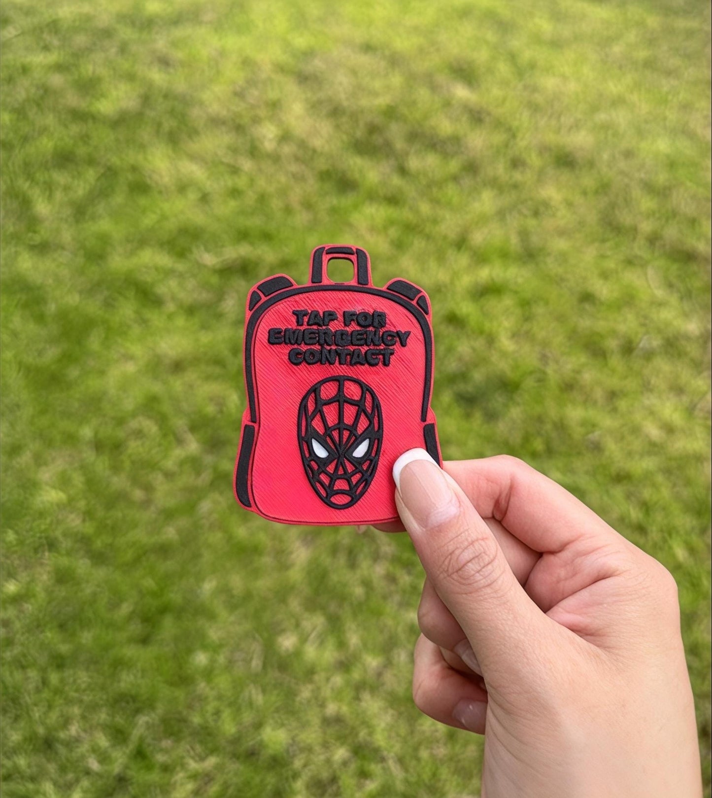 Spider-Man NFC Emergency Contact Tag: Kids Backpack Safety Keychain