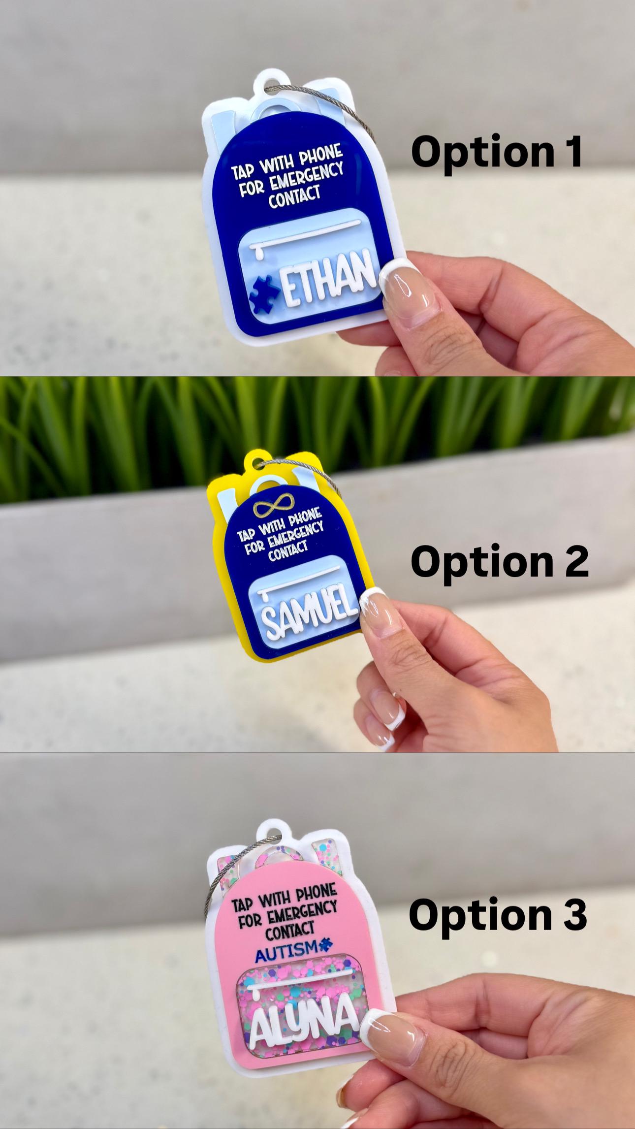 Personalized NFC Autism Safety Tag: Emergency Contact Info, Backpack Tag